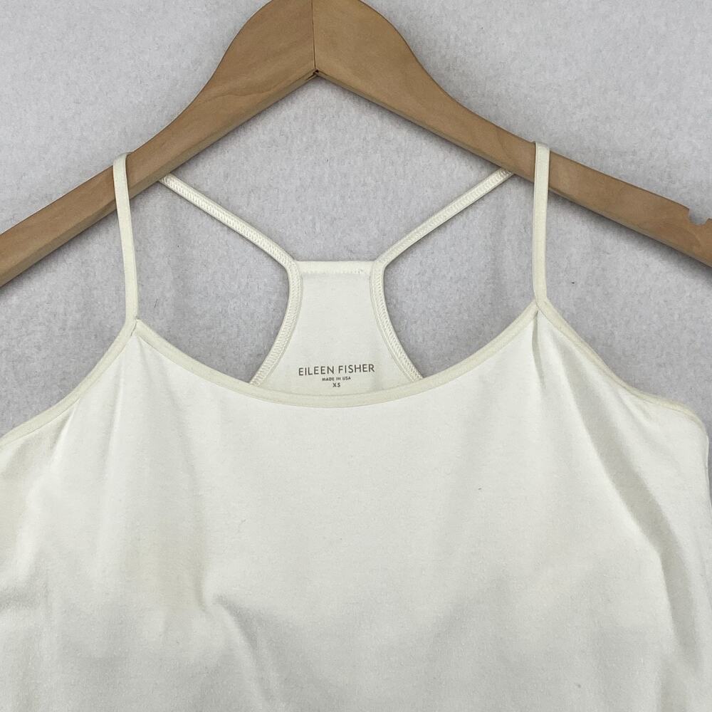 EILEEN FISHER Tank Top XS Organic Cotton Jersey Racerback Halter Shelf Bra Ivory - Picture 4 of 11
